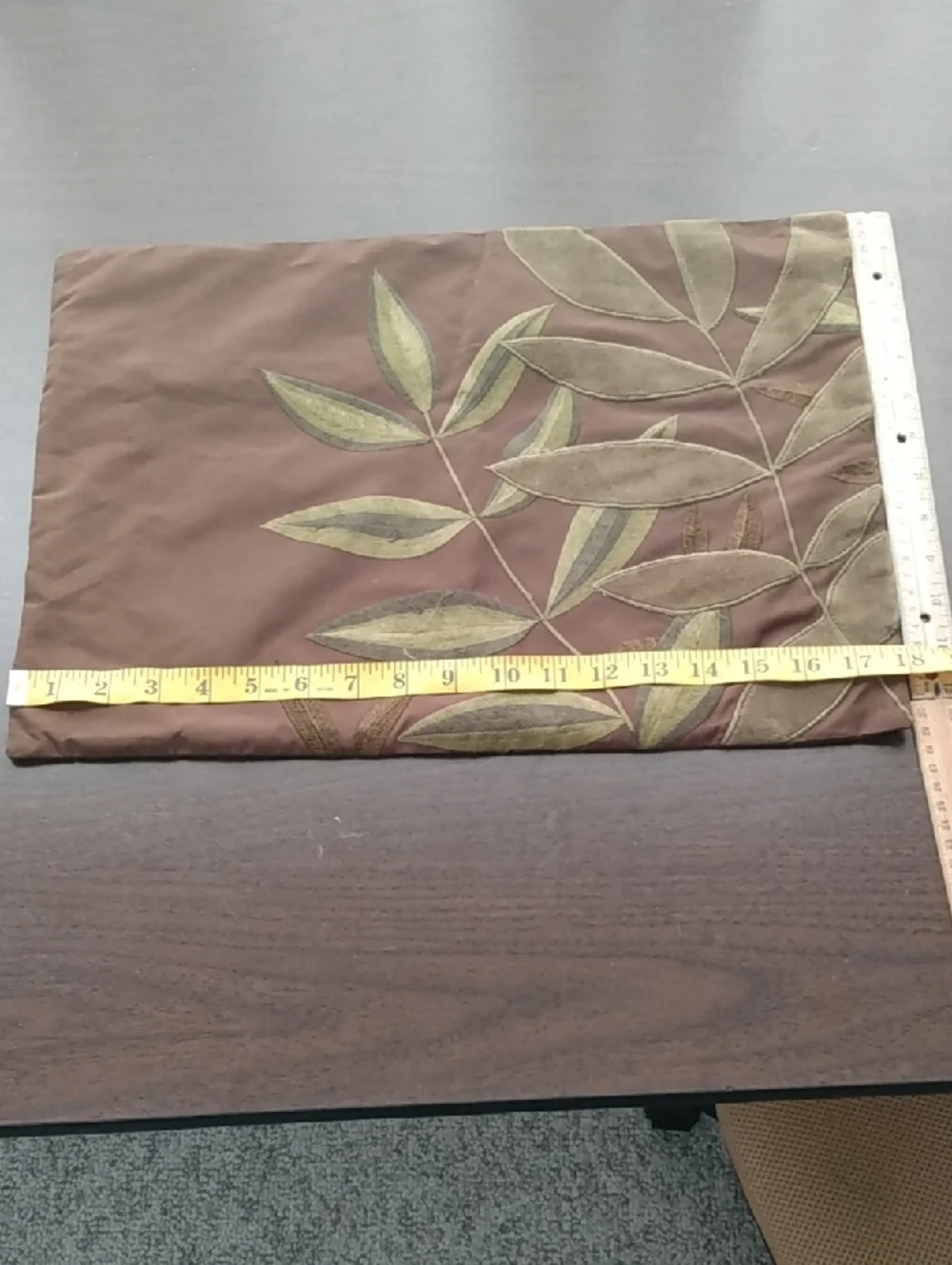 Pier 1 Botanical Embroidered Throw Pillow Cover in Brown & Olive Green